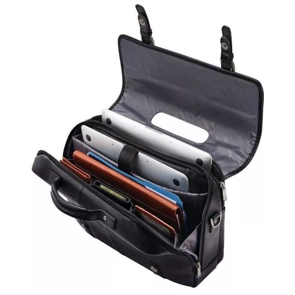 Samsonite Classic Leather FlapOver Briefcase 15.6" Laptop Black 126040-1041 - Picture 5 of 7